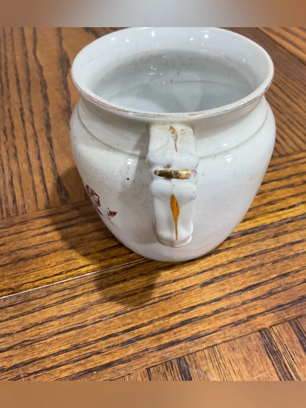 Vintage Antique Ivory Ceramic Floral Chamber Pot and Pitcher Set late 1800s